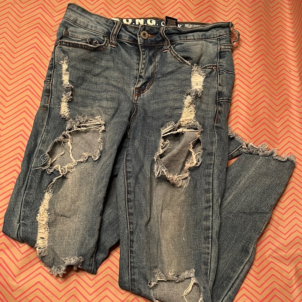 High rise skinny jeans